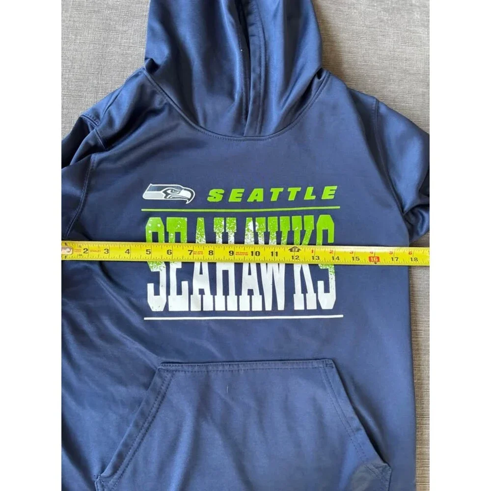 Seattle Seahawks NFL Youth Navy Blue Pullover Fleece Hoodie - Size youth L